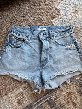 Moussy Light Blue Distressed Denim Cutoff Shorts